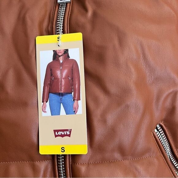 Levi's Ladies' Faux Leather Puffer | Size: Small | Color: Brown - Picture 2 of 7